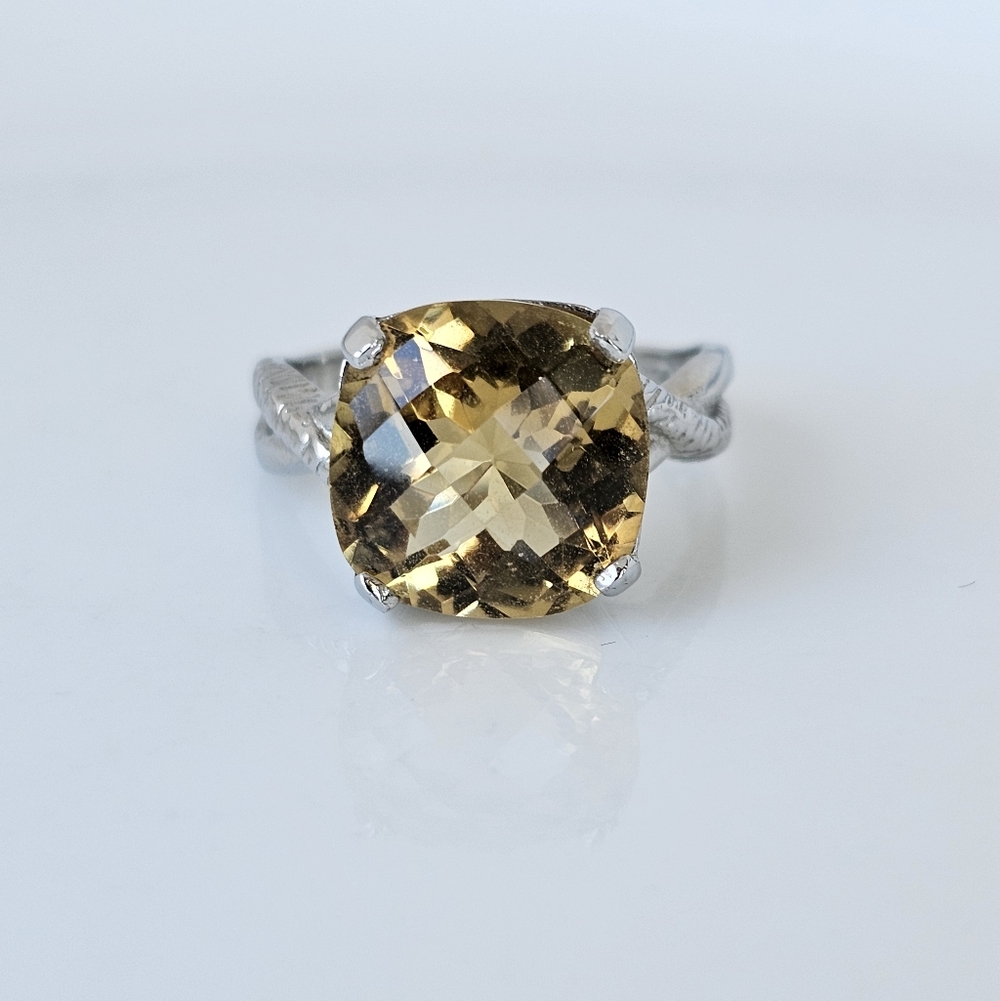 Natural Cushion Cut Citrine Sterling Silver Size 8 - Picture 7 of 10